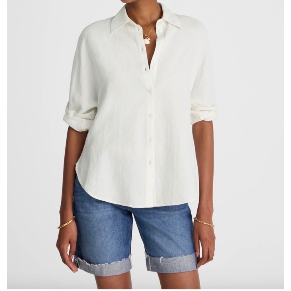 Madewell‎ White Cotton Gauze Button Down Relaxed Shirt Womens XS NWT NV185